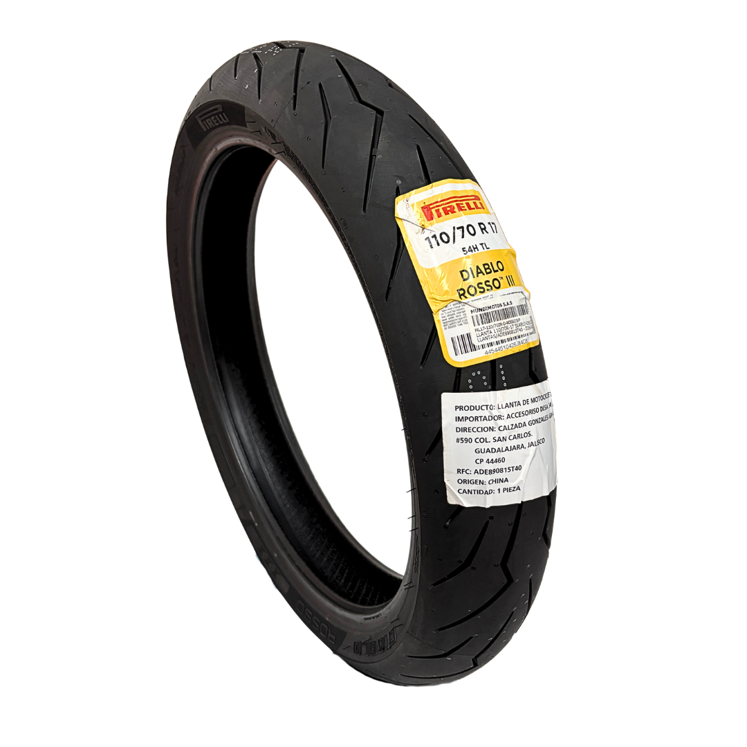 Llanta Pirelli Diablo Rosso III 110/70R-17 Delantera - Mundimotos MX