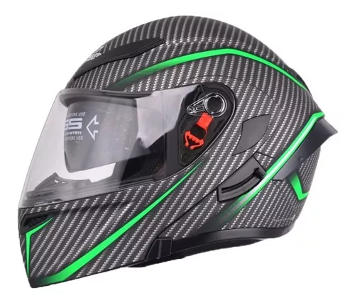 CASCO ABATIBLE IRON RACING IR-121 DARK PHOENIX FIBRA CARBONO VERDE MATE TALLA L