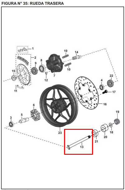 EJE 15X320 R14 RUEDA TRASERO PULSAR 200NS/DOMINAR 250